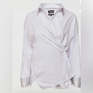 Carbon38 RHINESTONE OVERSIZED BUTTON UP SHIRT